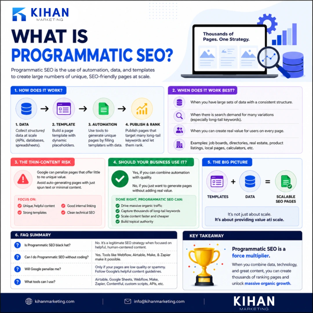 What Is Programmatic SEO and Should Your Business Use It? infographic by Kihan Marketing