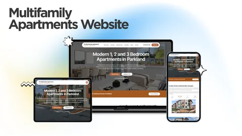 Mockup of the website of an apartment community built in 2023