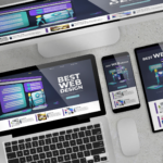 2-1 - Kihan Marketing Devices (desktop, tablet, phone) displaying a 'Best Web Design' portfolio to show responsive web design across screens.