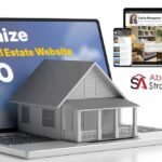 strategic-agent-seo-optimization-for-real-estate-websites - Kihan Marketing Laptop screen reads 'Optimize Your Real Estate Website SEO' with a 3D house model on the keyboard, and a collage of devices plus Absolute Strategic Agent logo.