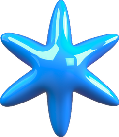 Bright blue five-armed starfish illustration against a transparent background.