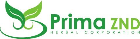 Logo for Prima ZND Herbal Corporation featuring a stylized green leaf emblem.
