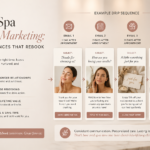 ChatGPT Image May 23 2026 05_23_10 PM - Kihan Marketing Med Spa email marketing drip sequence infographic showing four emails with subject lines, images, and action buttons; emphasizes relationship building and rebooking benefits.