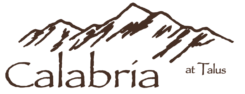 Calabria tourism logo with a brown silhouette of mountains and the word 'Calabria'