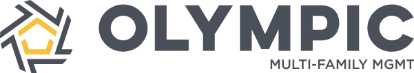 Logo with a yellow house icon to the left of the word 'OLYMPICS' in dark gray lettering.