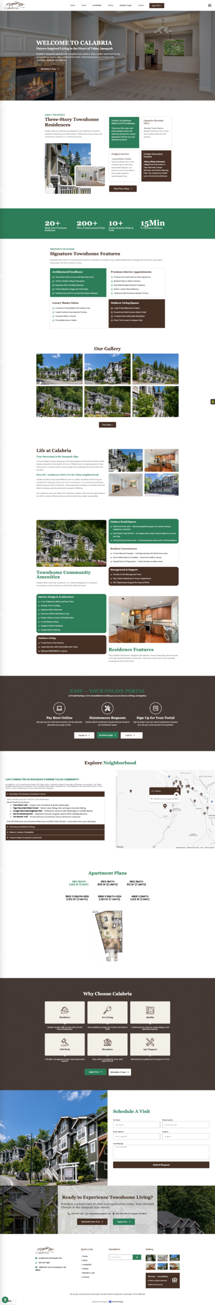 Calabria Townhomes, website by Kihan Marketing