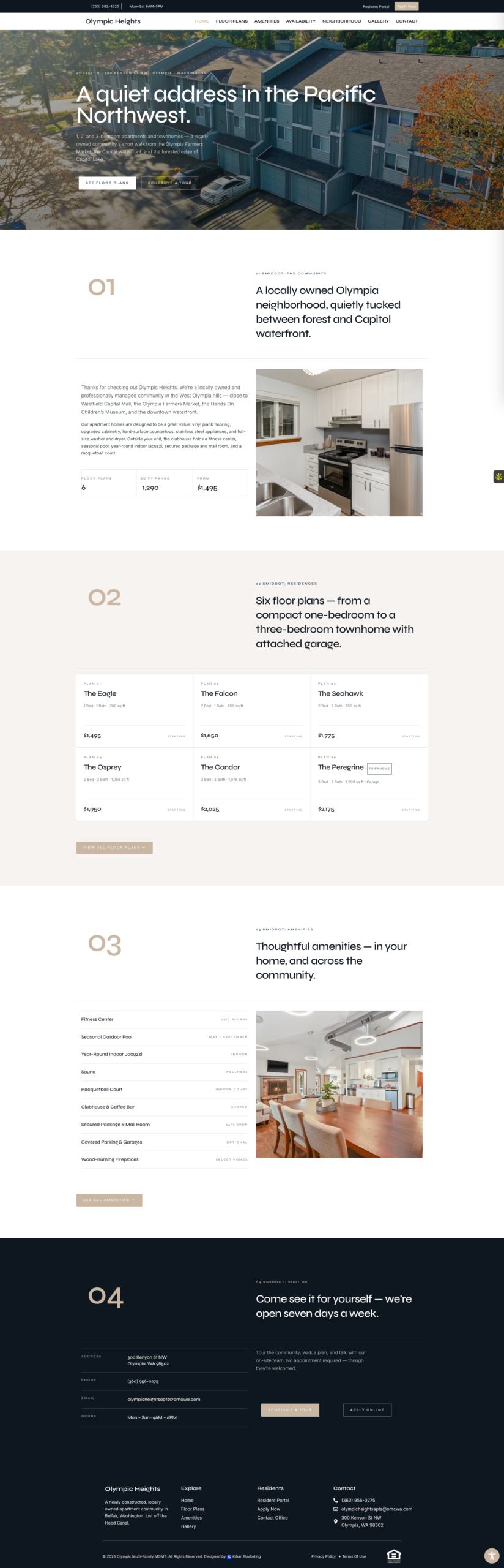 Olympic Heights Apartments, website by Kihan Marketing