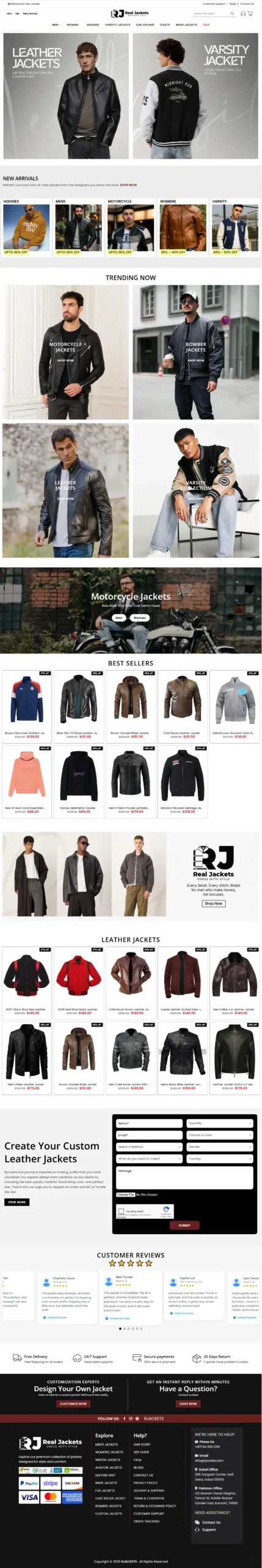 Rjackets Home, e-commerce store by Kihan Marketing