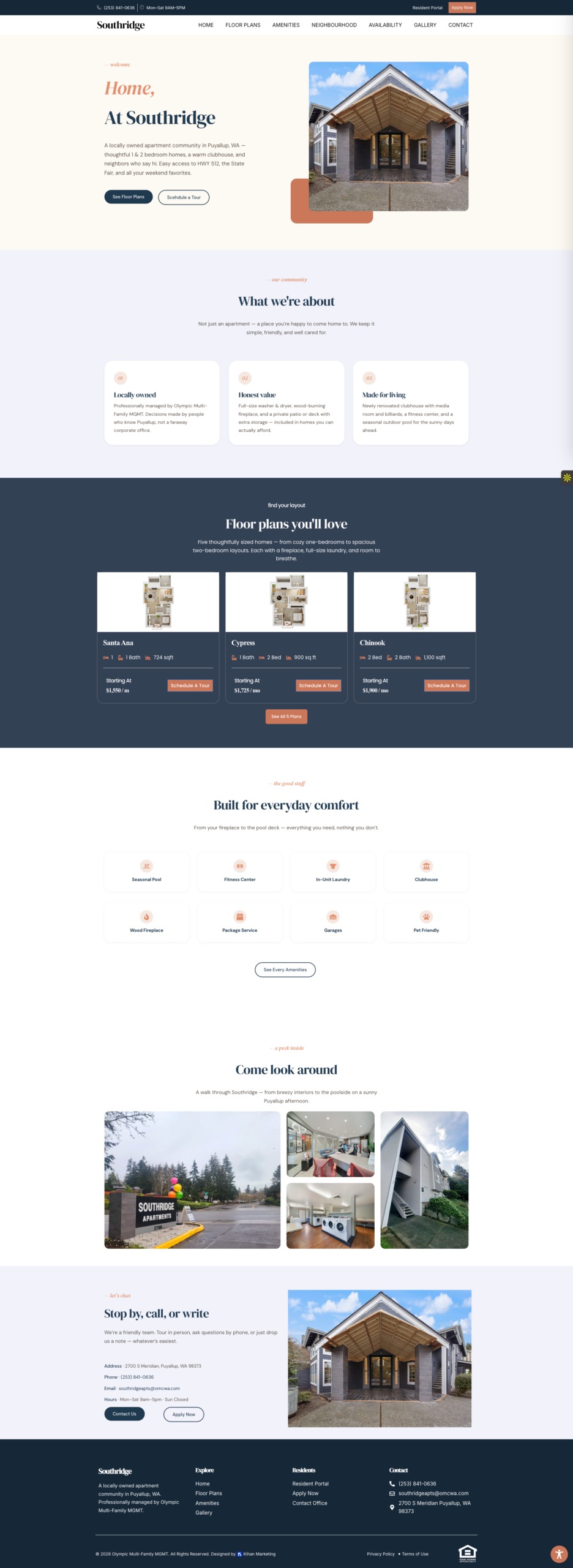 Southridge Apartments, website by Kihan Marketing