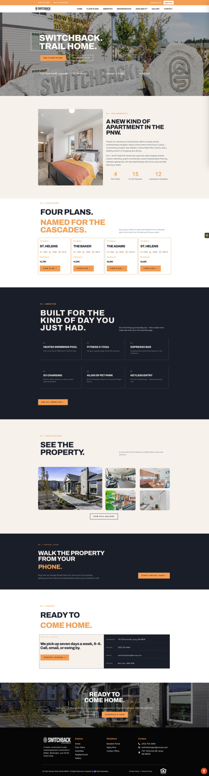 Switchback Apartments, website by Kihan Marketing