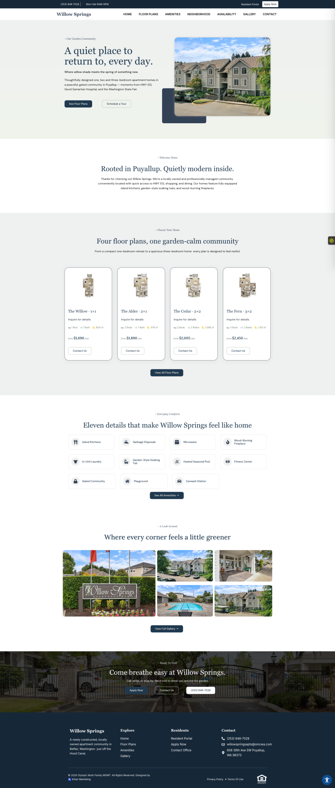 Willow Springs Apartments, website by Kihan Marketing