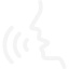 voice - Kihan Marketing - Kihan Marketing Profile silhouette with sound waves on the left, indicating audio or listening.