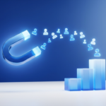 best-lead-generation-strategies - Kihan Marketing A magnet attracting people icons toward a ranked podium representing best lead generation strategies
