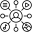 Orange circular badge with a slightly darker center against a light background.
