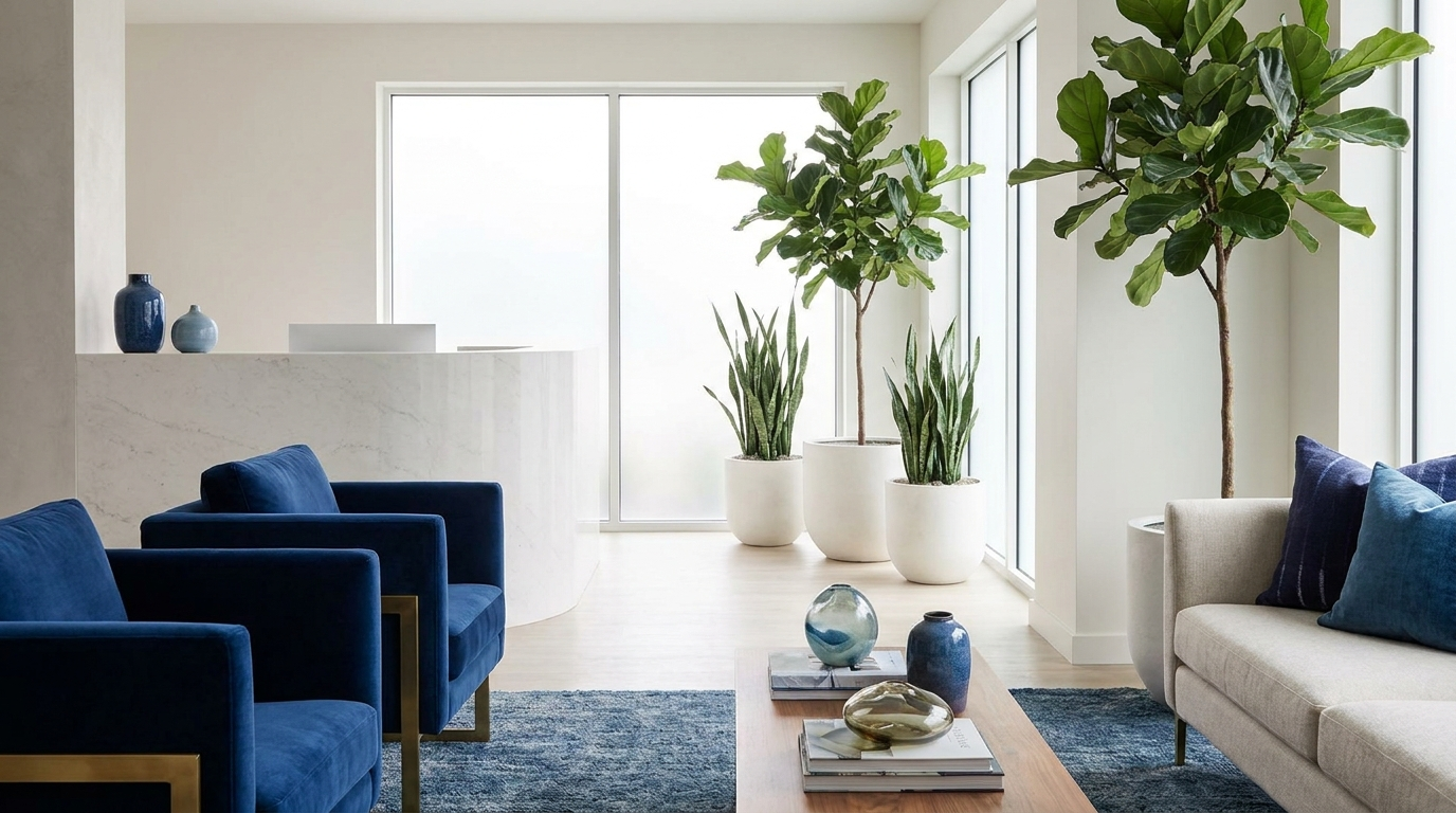 Serene modern luxury med spa reception and interior