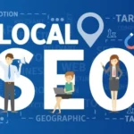 o2rebz87ku89fbyy7xtl - Kihan Marketing Illustration promoting Local SEO with large 'LOCAL SEO' text and professionals around the letters on a blue background.