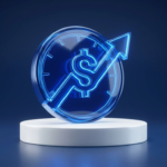 track-marketing-roi-1 - Kihan Marketing A glowing ROI dashboard gauge with an upward dollar arrow representing tracking marketing ROI