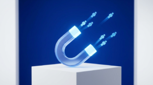 A magnet attracting people icons representing lead generation for service businesses