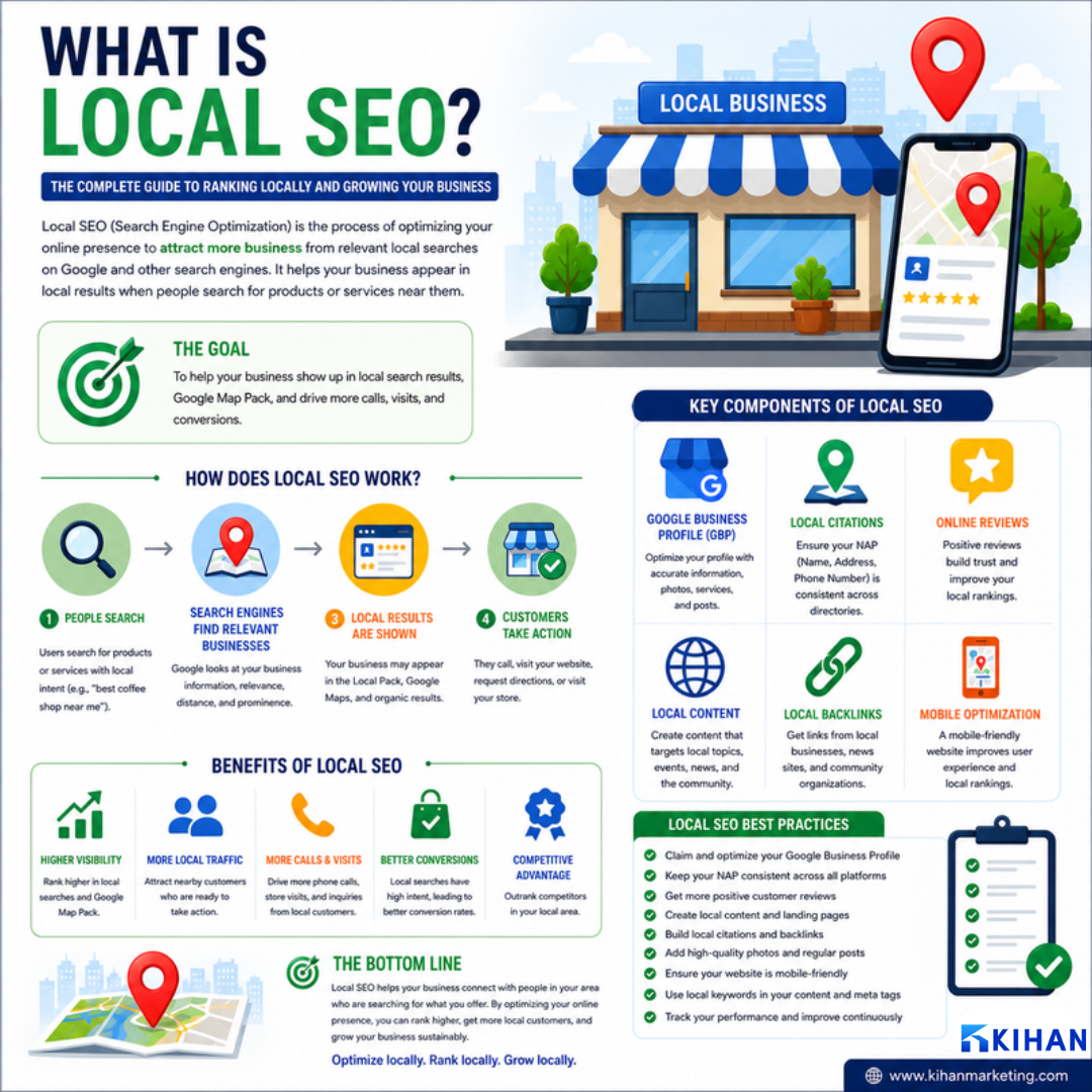 What Is Local SEO infographic by Kihan Marketing