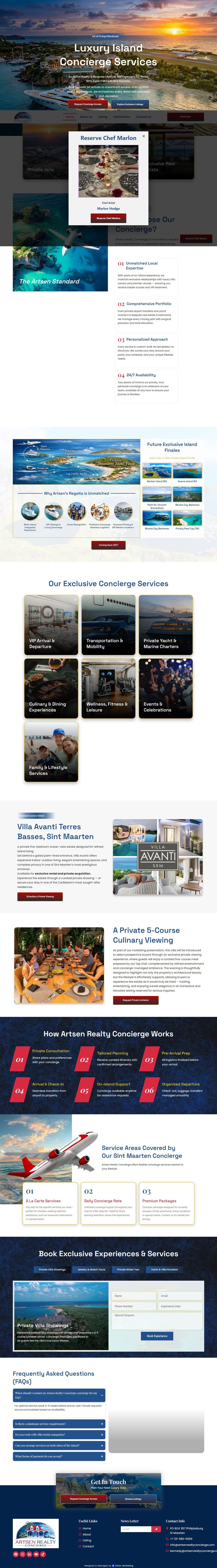 Artsen Realty Concierge homepage, full length