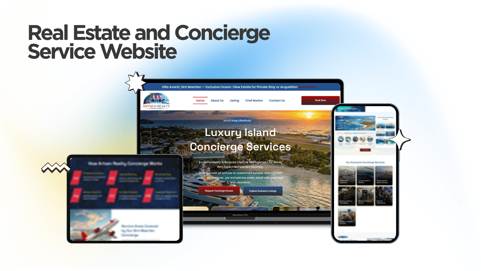 Artsen Realty Concierge website designed and built by Kihan Marketing, shown on desktop, tablet and mobile