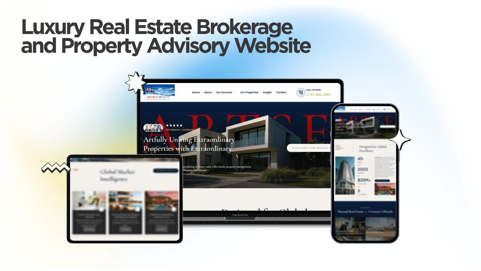 Artsen Realty website designed and built by Kihan Marketing, shown on desktop, tablet and mobile