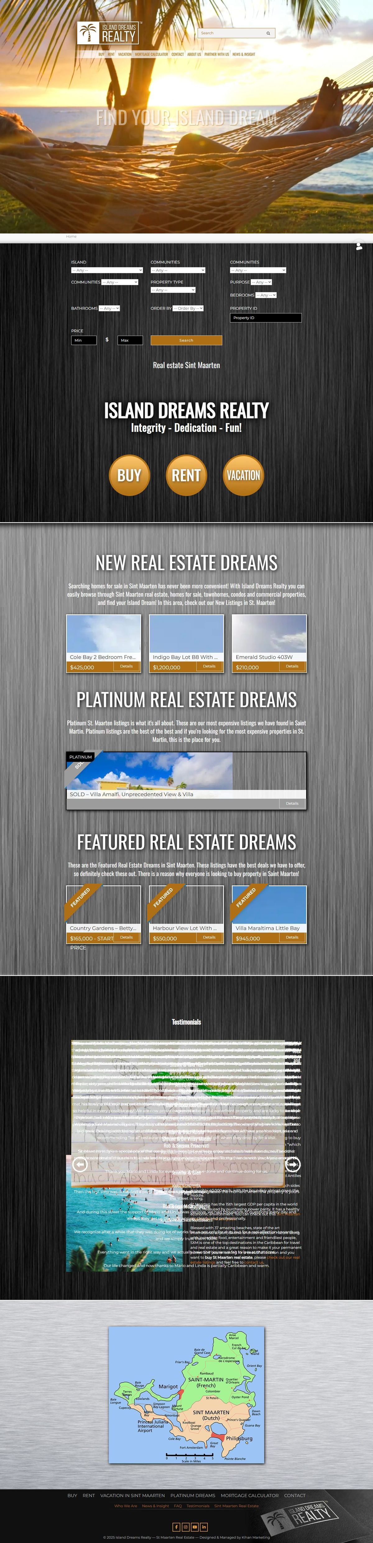 Island Dreams Realty homepage, full length