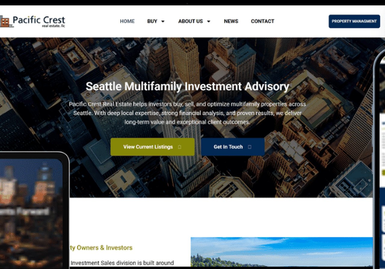 Pacific Crest Real Estate investment sales website hero, Seattle Multifamily Investment Advisory