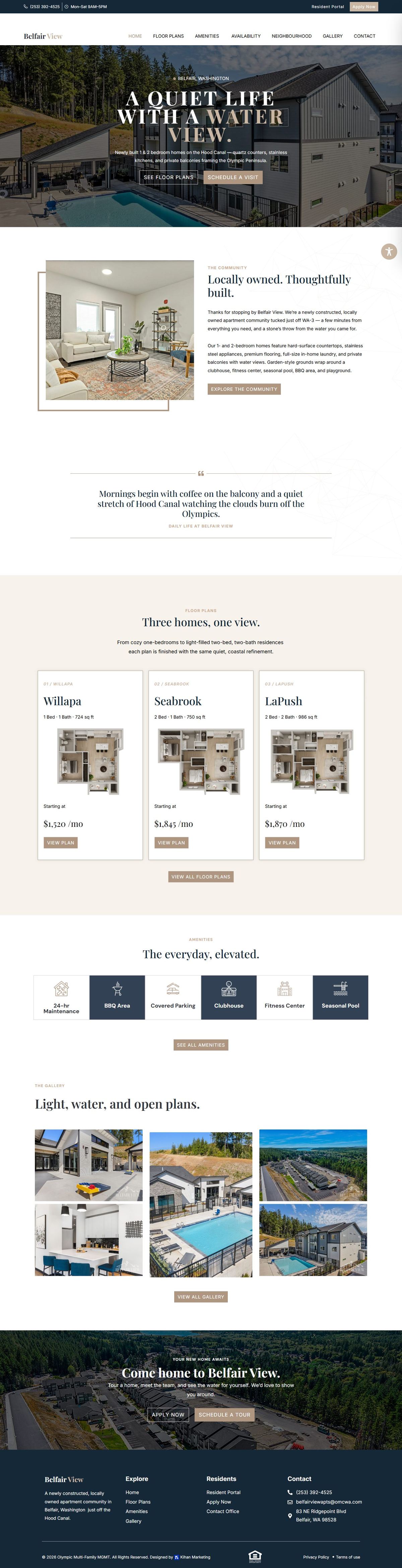Belfair View Apartments homepage, full length