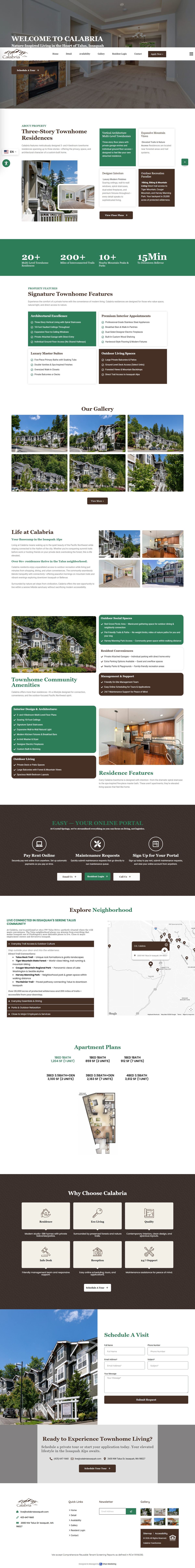 Calabria Townhomes homepage, full length