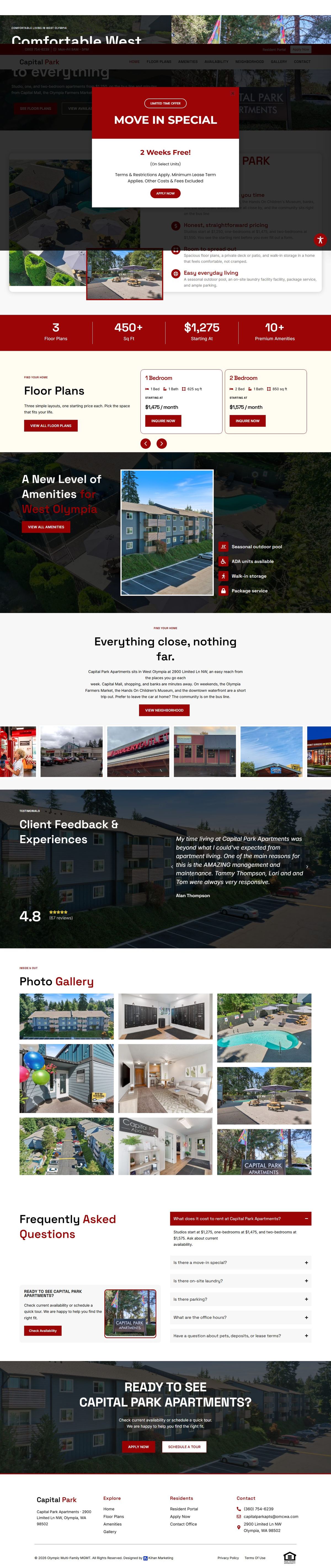 Capital Park Apartments homepage, full length