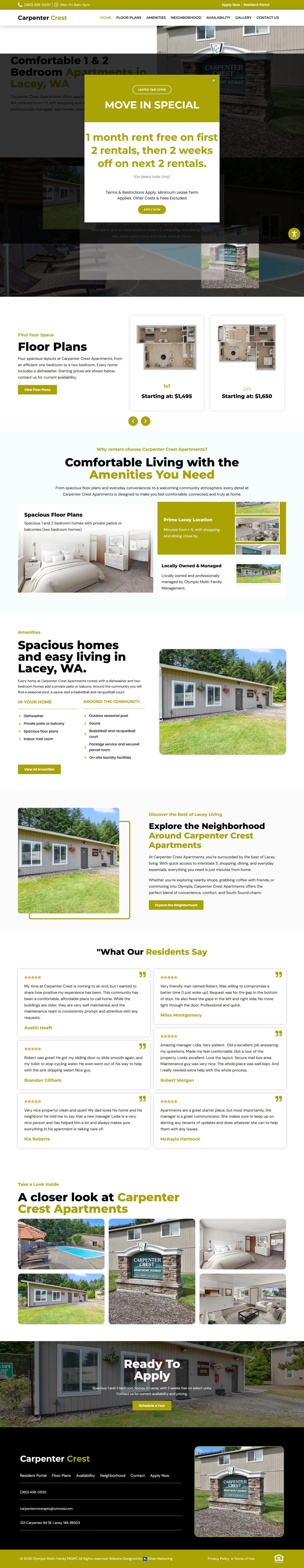 Carpenter Crest Apartments homepage, full length