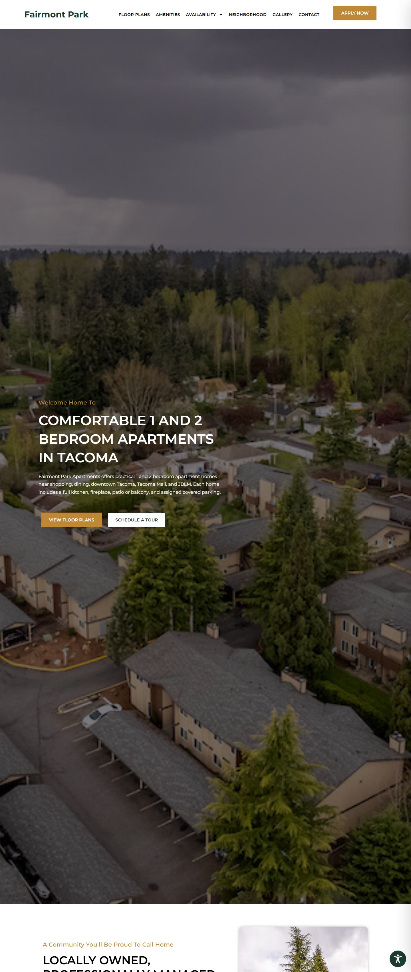 Fairmont Park Apartments home page, full length
