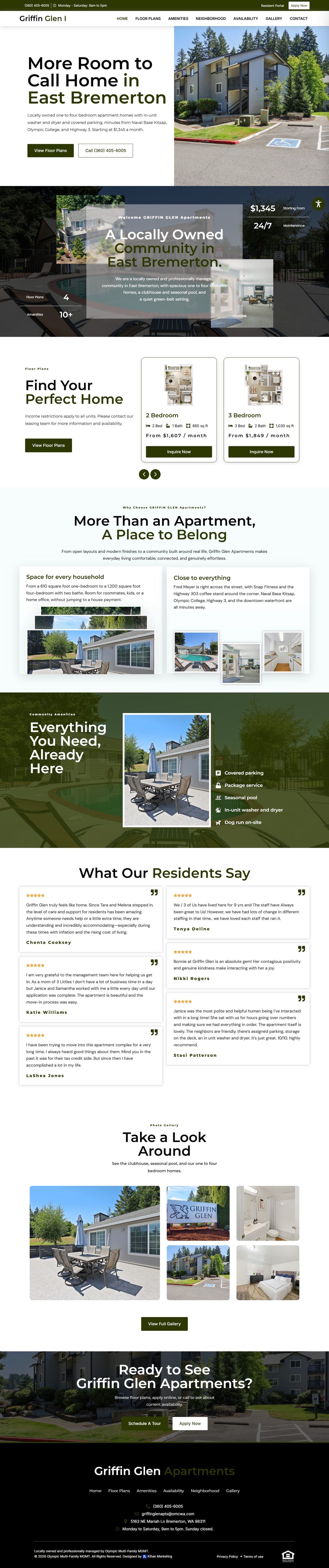 Griffin Glen Apartments homepage, full length