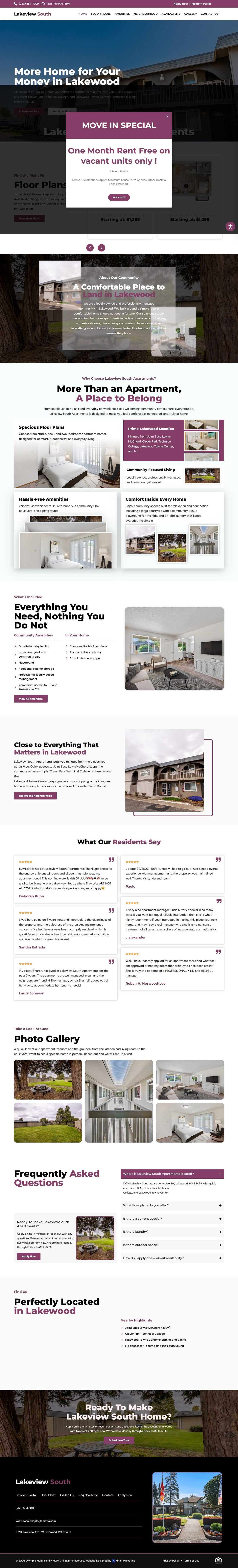 Lakeview South Apartments homepage, full length