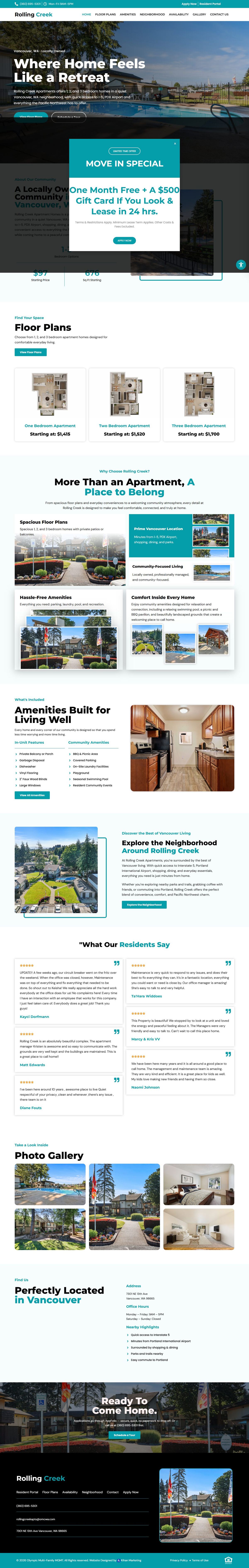 Rolling Creek Apartments homepage, full length