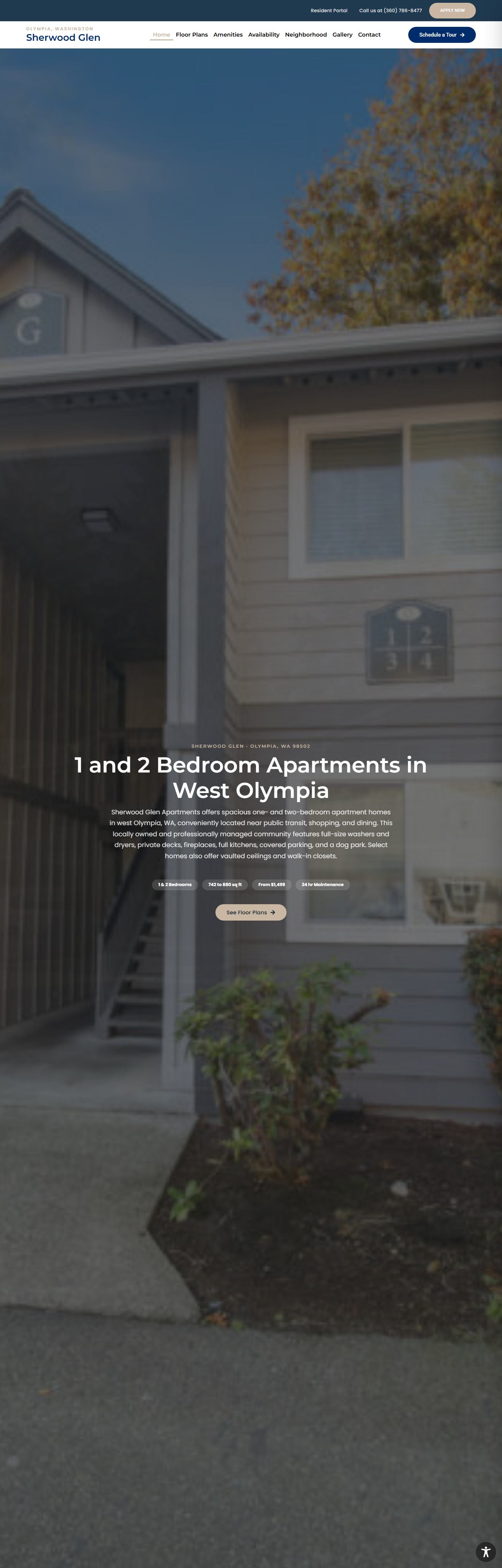 Sherwood Glen Apartments home page, full length