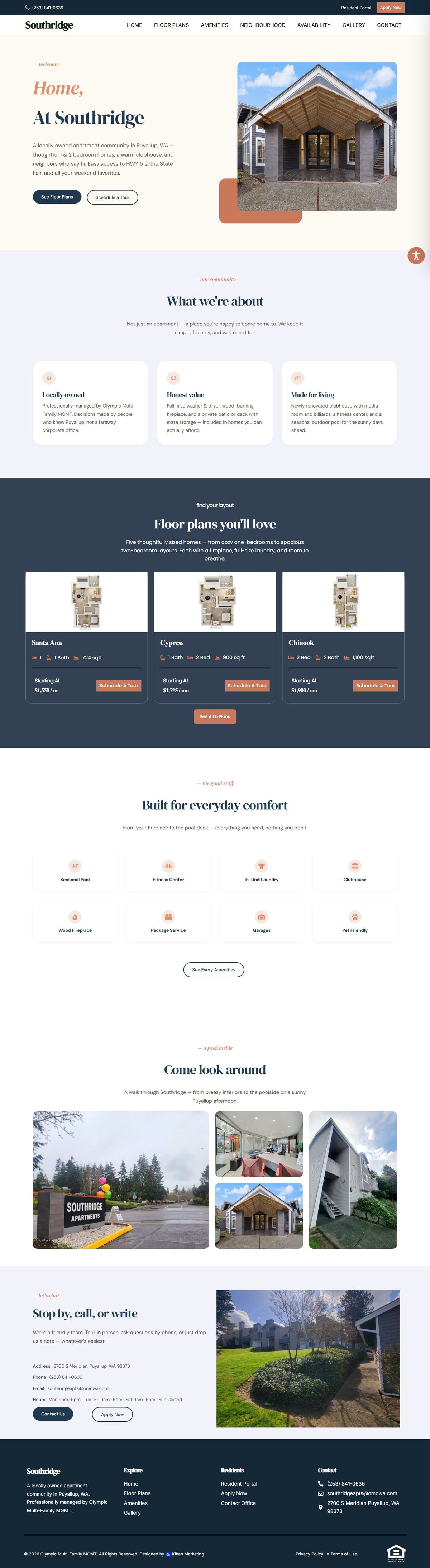 Southridge Apartments homepage, full length