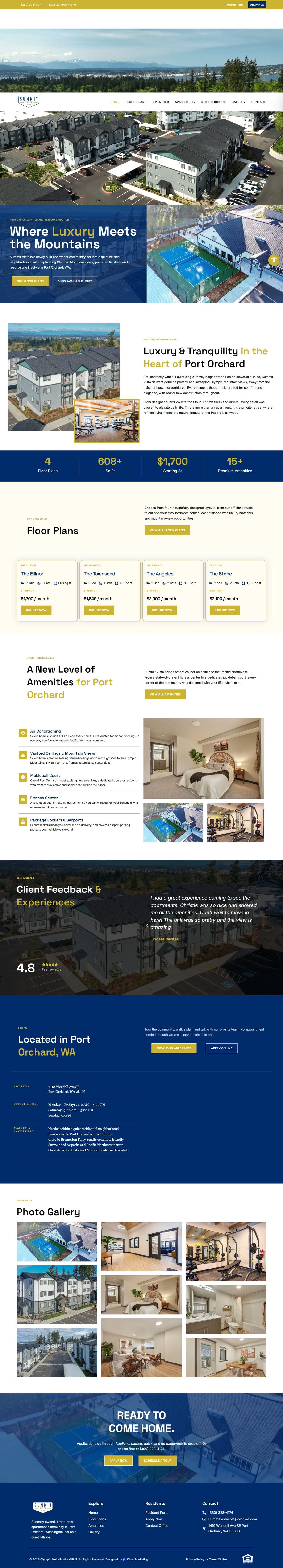 Summit Vista Apartments homepage, full length