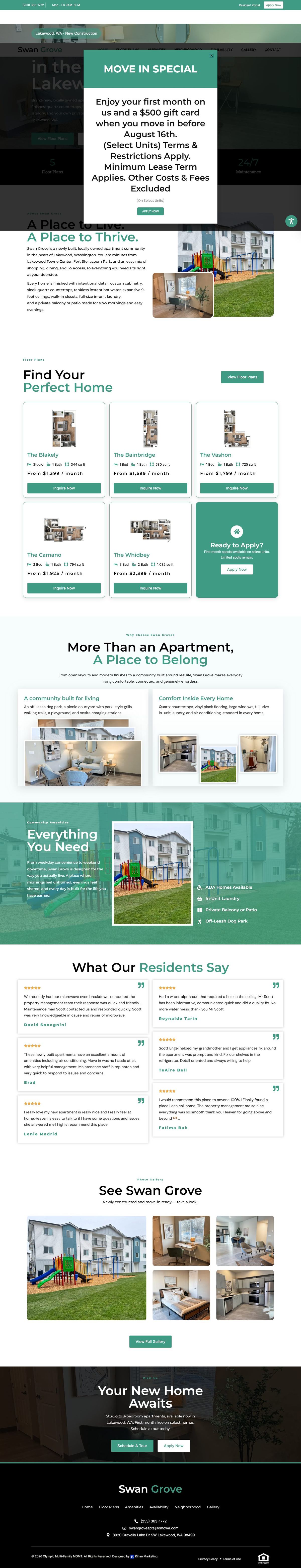 Swan Grove Apartments homepage, full length