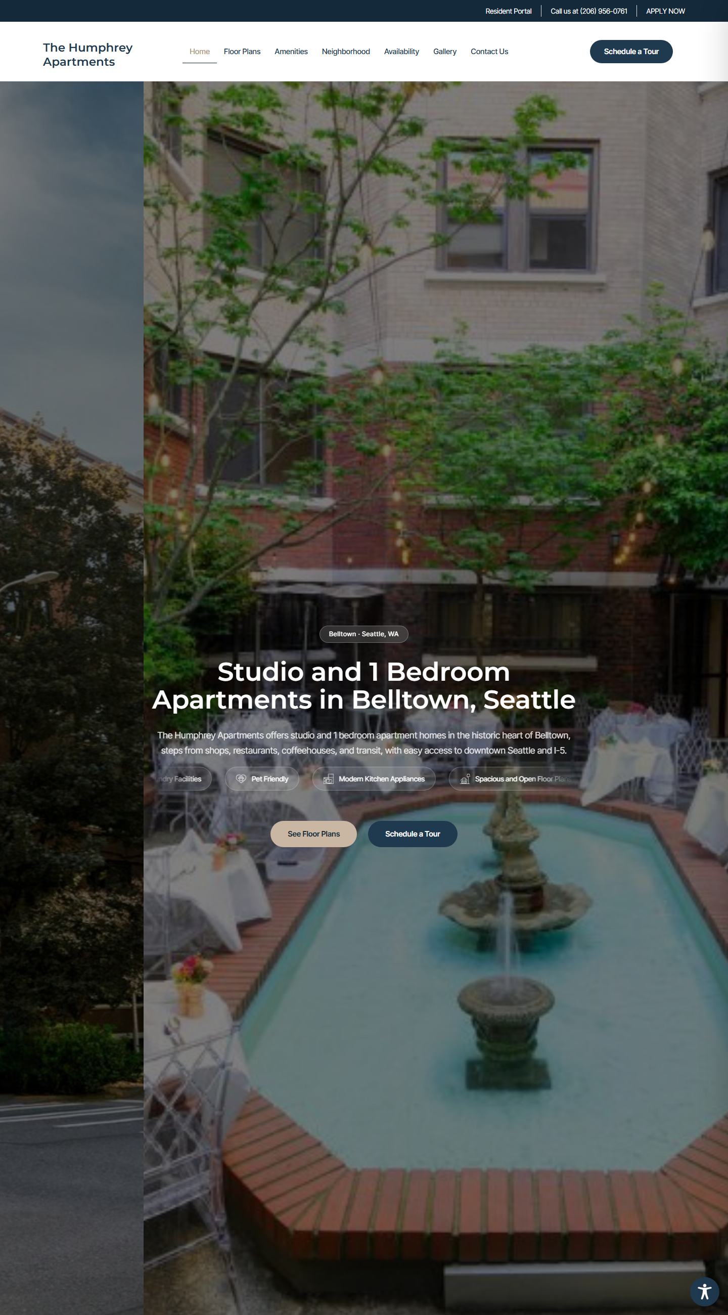The Humphrey Apartments home page, full length