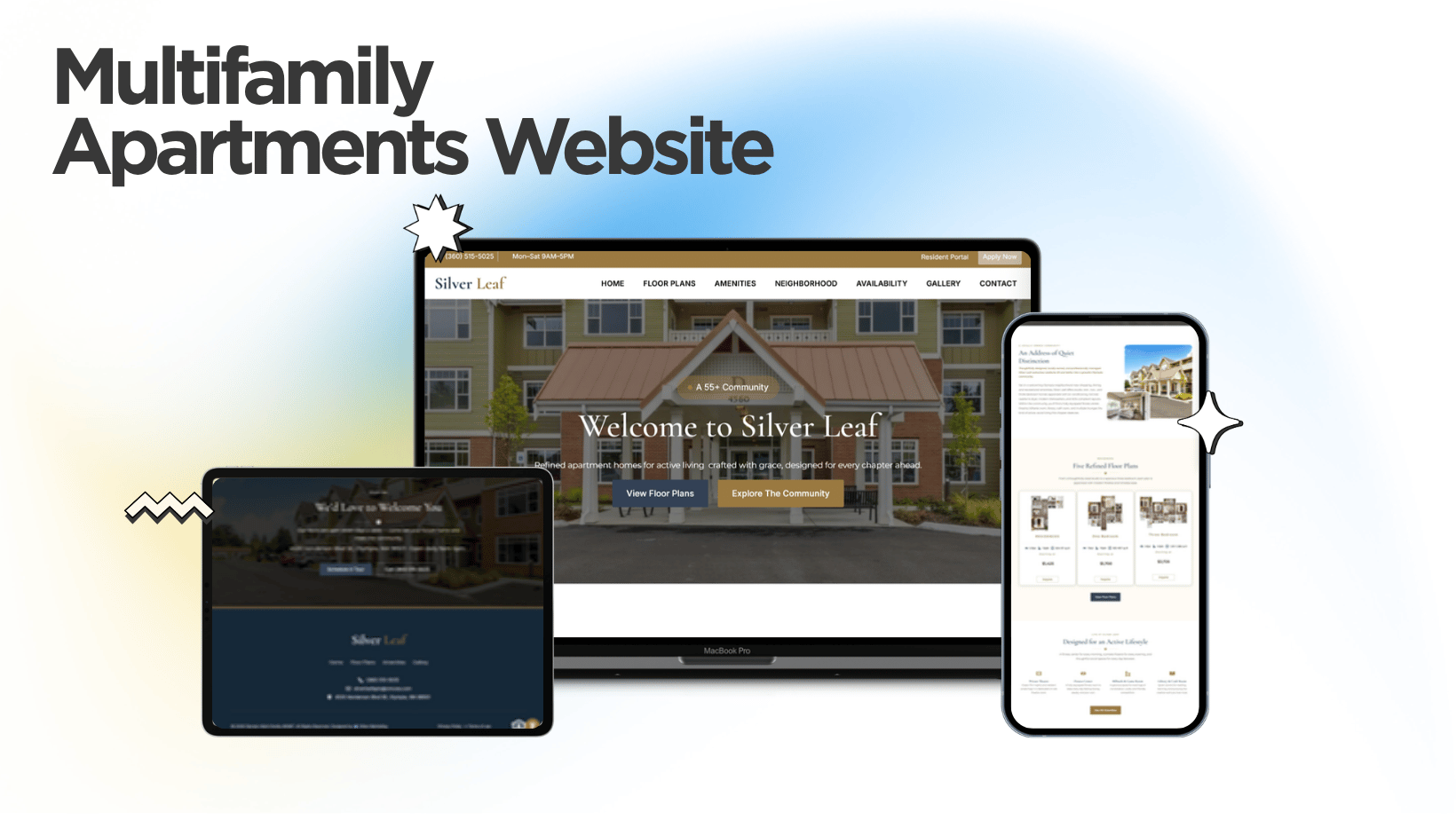 Silver Leaf website designed and built by Kihan Marketing, shown on desktop, tablet and mobile