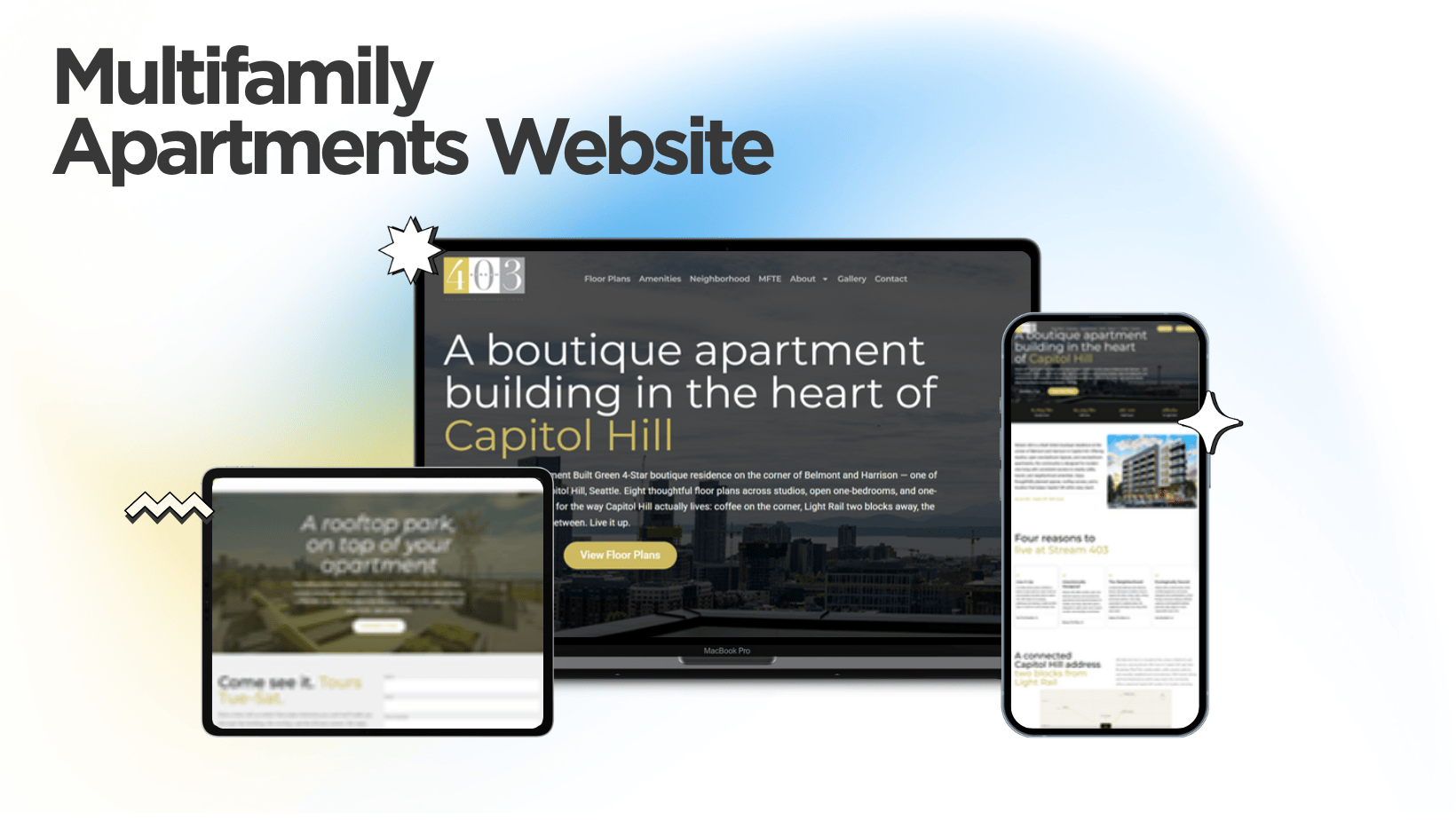 Stream 403 website designed and built by Kihan Marketing, shown on desktop, tablet and mobile